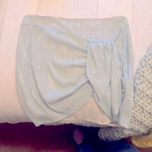 Free People Sian Sequin Skirt-Light Blue